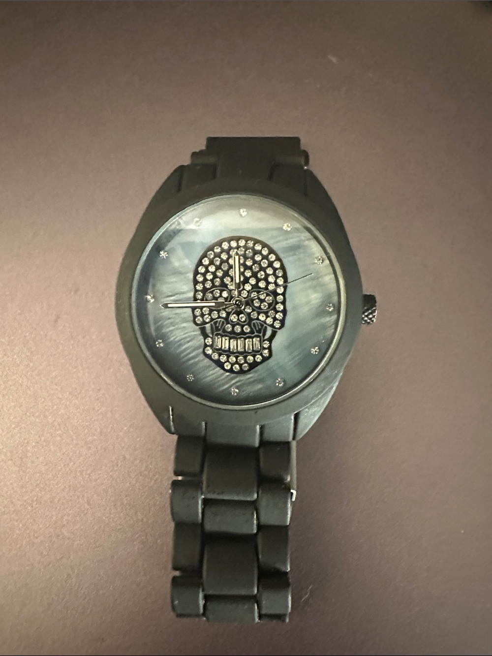 Black Skull Crystal Dial Unisex Watch